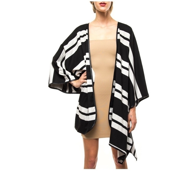 H&M Black and White Striped Cape Jacket - Picture 1 of 8
